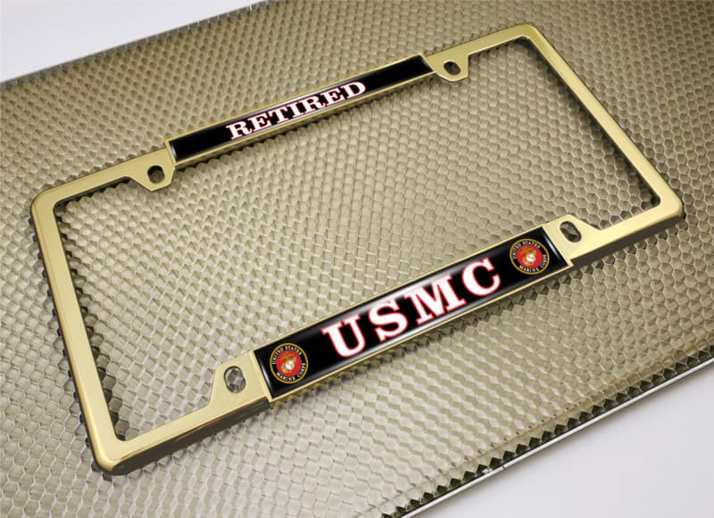 USMC - Retired Marine Corps - Car Metal License Plate Frame